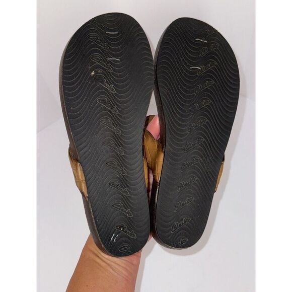 Clarks Thong Sandals Brown Vegan Leather Jewels Boho Western Aztec Coral Braid 8 - Picture 8 of 16